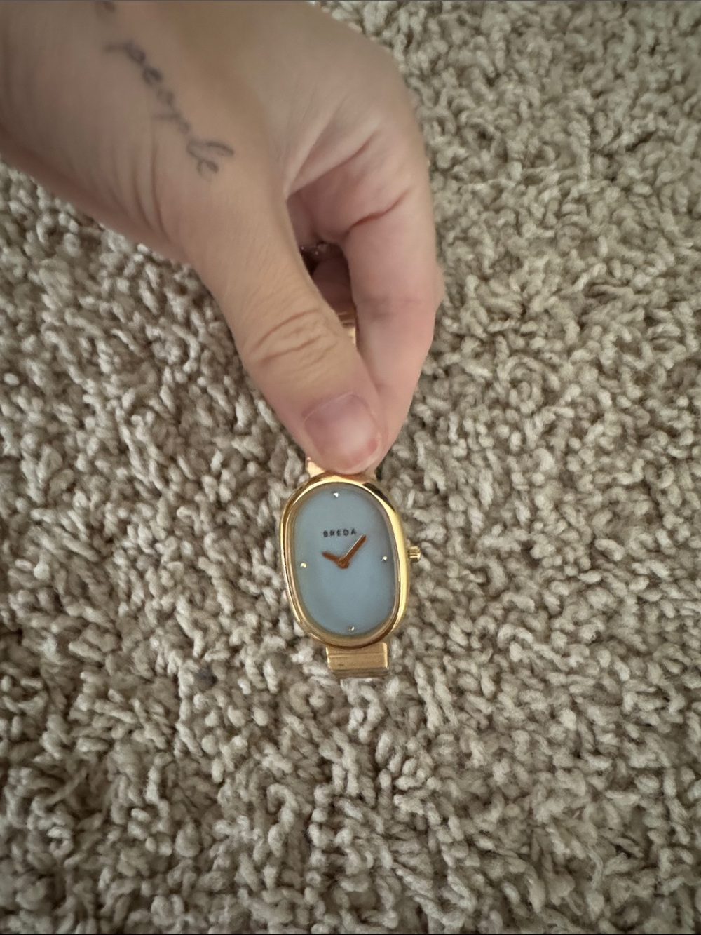 BREDA Gold-Tone Oval Smartwatch with Light Blue Dial